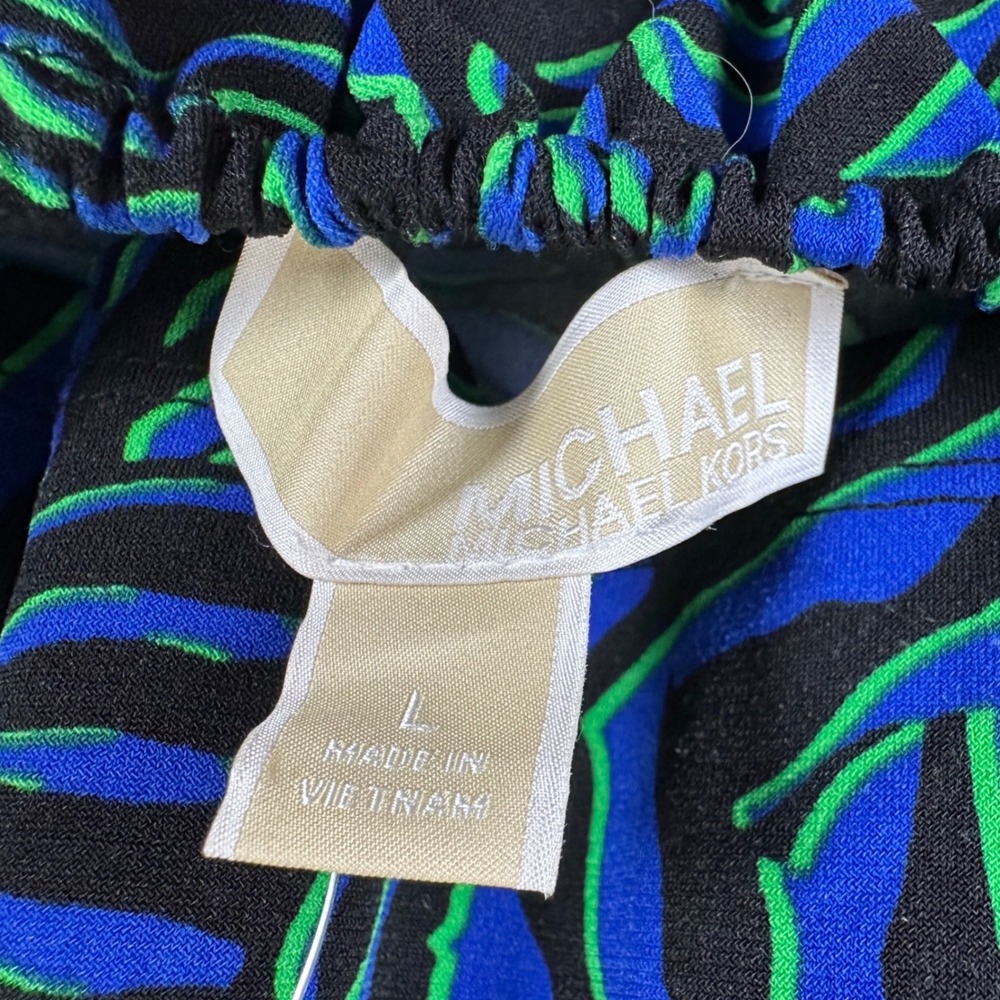 Michael Kors Women's L Halter Top Royal Blue Green Chain Neck Keyhole NEW - Picture 5 of 8